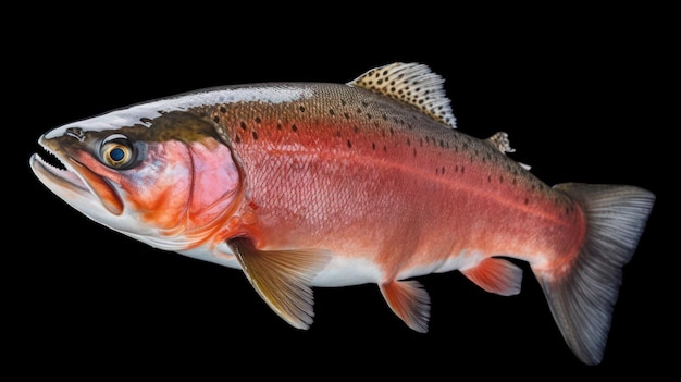 Foto photo un pesce salmone isolato su uno sfondo nero