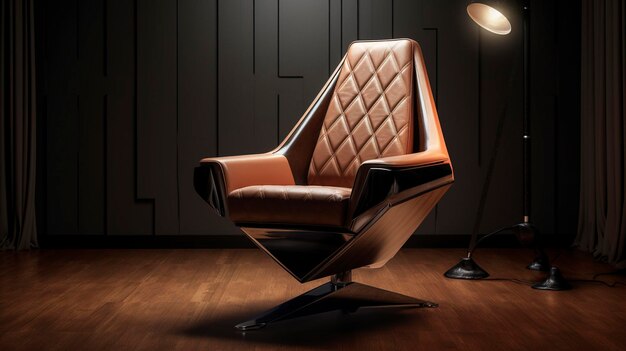 A photo of a salon chair with a trendy haircut cape