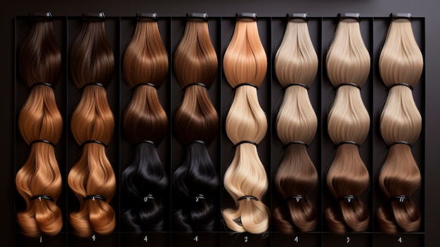 A photo of a salon's hair color chart