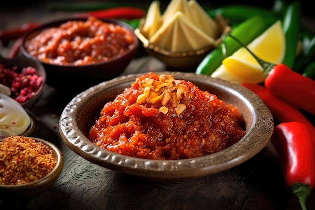 photo of sambal food photography isolated white background Generative AI