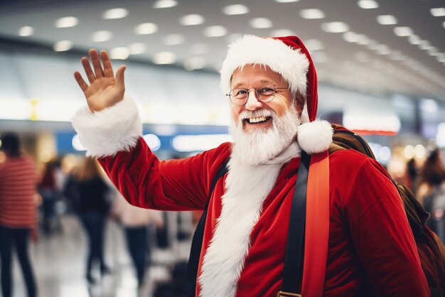 Photo of Santa Claus at airport terminal High quality photo