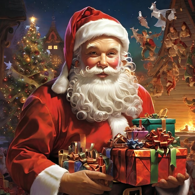 Photo of Santa Claus Holding gifts for Christmas