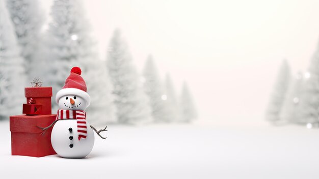 Photo scene of snowman with copy space 3d rendering