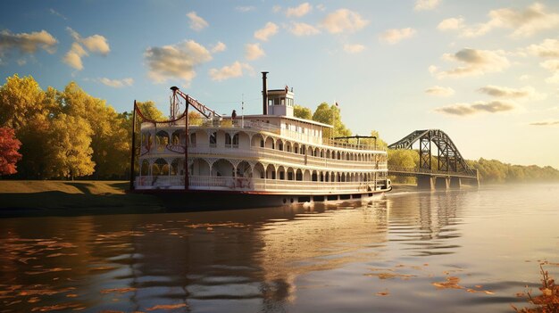 A photo of a scenic river boat cruise in the Mississippi