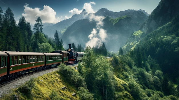 A Photo of a Scenic Train Journey through Mountainous Terrain