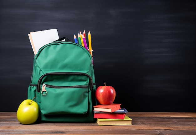 Photo of school bag with educational items