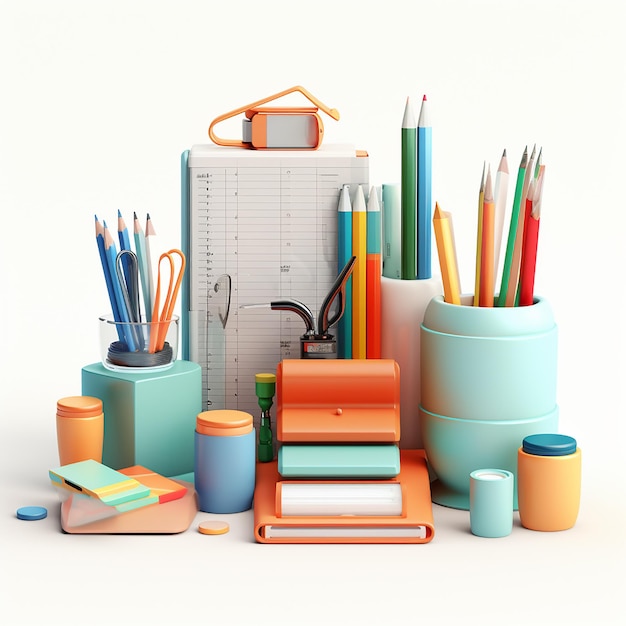 Photo of school stationary items and books on table