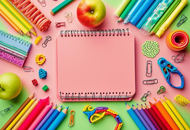 Photo of school supplies stationery educational items on white background