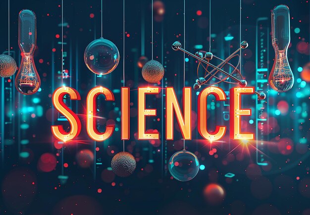 Photo photo of science letter text effect web banner text design with education background