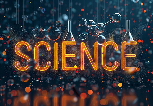 Photo photo of science letter text effect web banner text design with education background