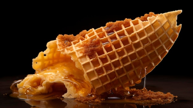 A photo of a scoop of cinnamon honeycomb ice cream