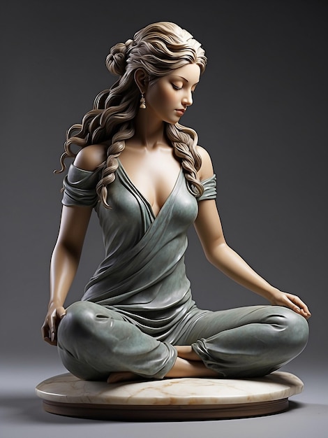 Photo of a sculpture of a woman sitting on a marble base