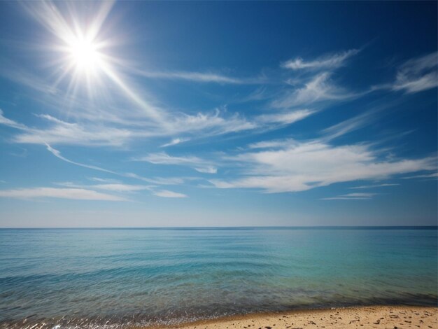 海と青い空の背景の写真