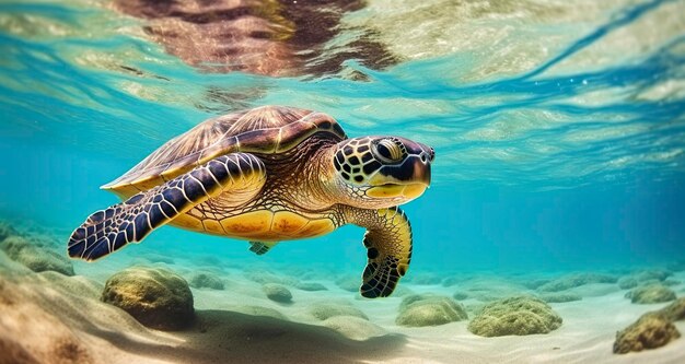 Photo of sea turtle in the galapagos island