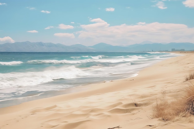 Photo of Secluded beach with gentle waves peaceful landscape