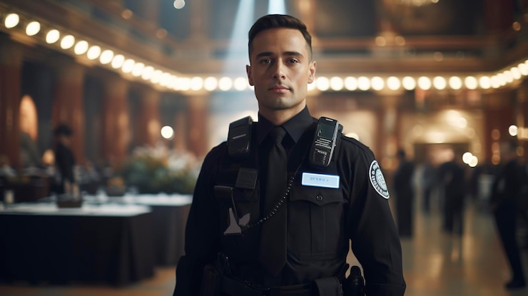 Photo a photo of a security officer at a corporate event