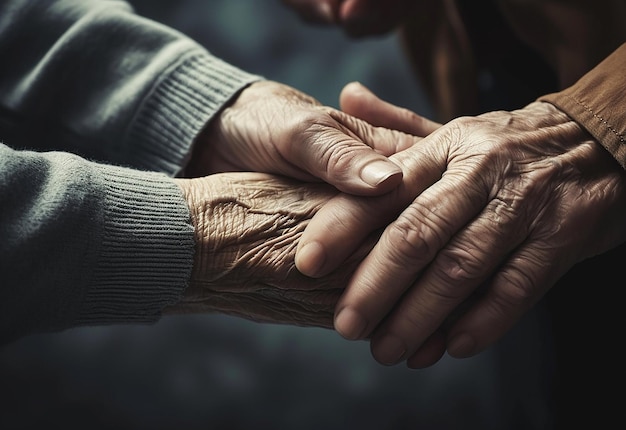 Photo photo of senior people care holding senior old people hand together