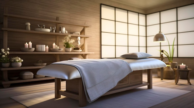 A photo of a serene facial treatment room in a spa