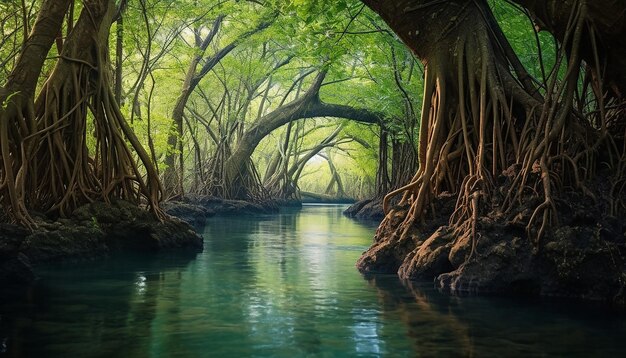 Photo a photo series showcasing the intricate ecosystem of a mangrove forest