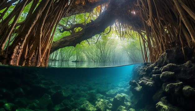 Photo a photo series showcasing the intricate ecosystem of a mangrove forest