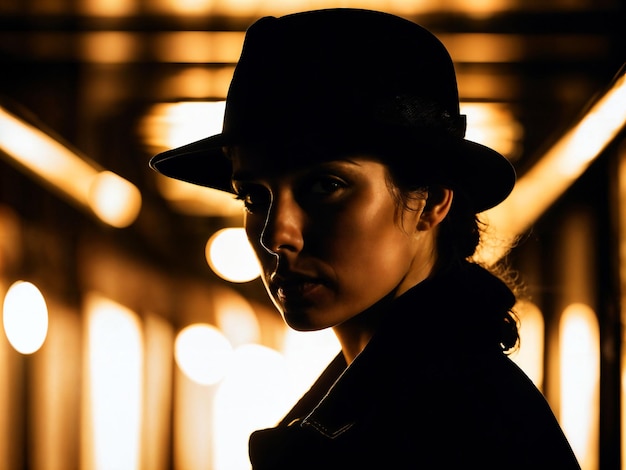 photo of serious detective woman in crime scene generative AI