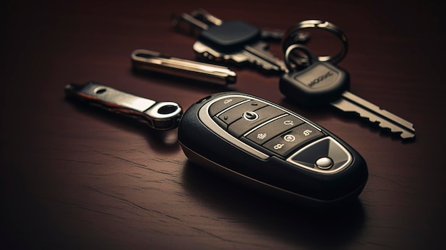 A photo of a set of car keys and a keyless entry fob