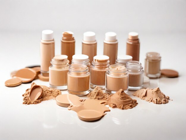 Photo photo set of foundation samples in different tones on white background