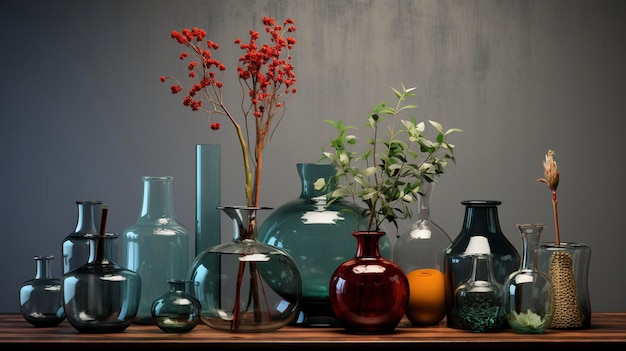 A photo of a set of glass vases and centerpieces