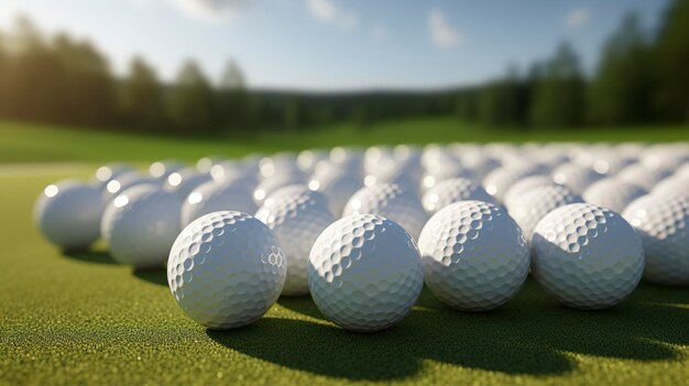 A photo of a set of golf balls on a tee