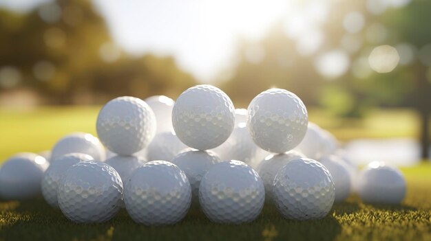 A photo of a set of golf balls on a tee