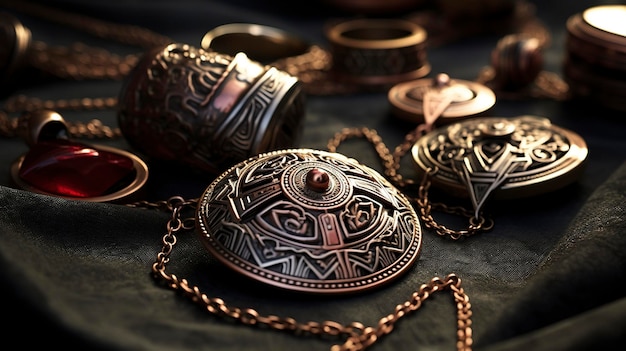 A photo of a set of handcrafted metal jewelry