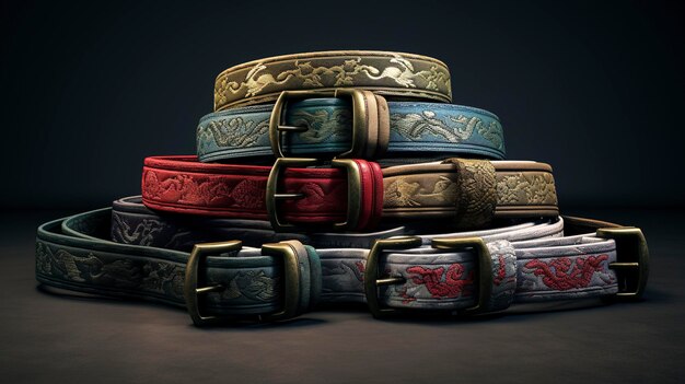 A photo of a set of martial arts belts