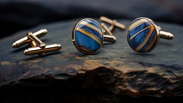 Photo photo of a set of matching cufflinks and tie clip for men