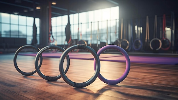 photo of a set of Pilates rings in a fitness studio