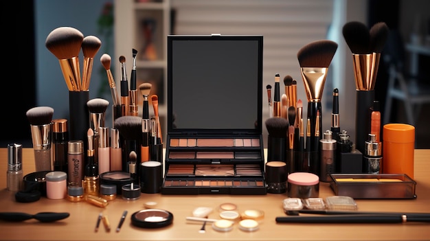 A photo of a set of professional makeup artist tools