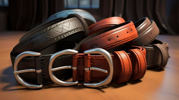 Photo a photo of a set of trendy belts