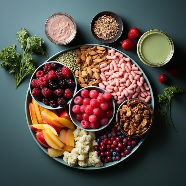 photo of several fresh and sweet fruits in a bowl on a tray