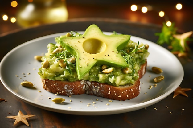 Photo photo of shamrockshaped avocado toast on a plate