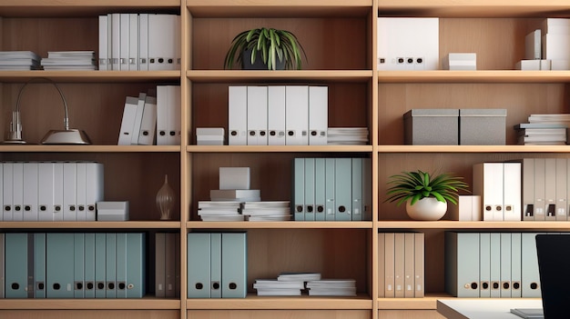 A photo of a shelf with office storage solutions