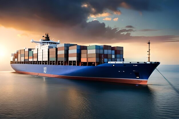 photo shipping concept large cargo ship with containers in the port