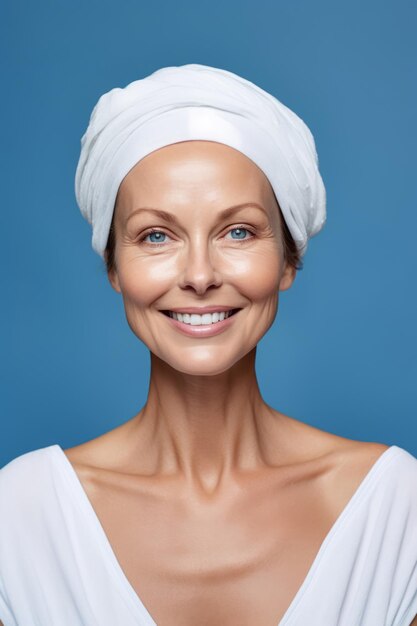 photo shot of asian african white 30 40 50 year old woman with her beauty regime