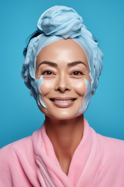 Photo photo shot of asian african white 30 40 50 year old woman with her beauty regime