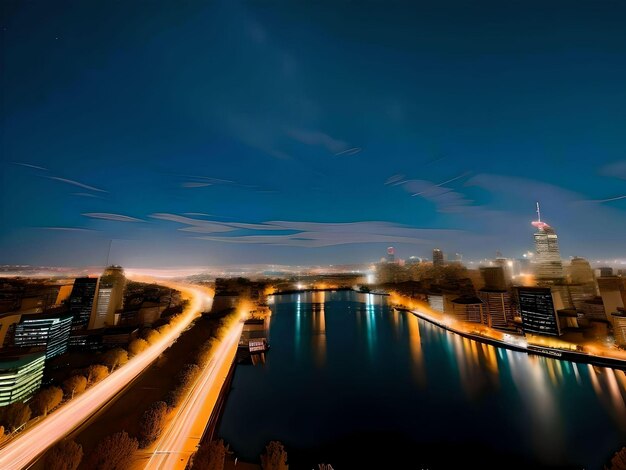 Photo shot of a city with long exposure