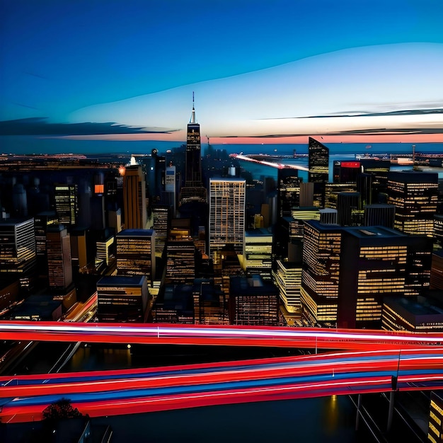 Photo shot of a city with long exposure