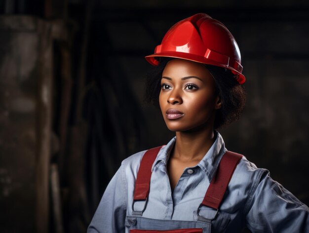 photo shot of a natural woman working as a construction worker