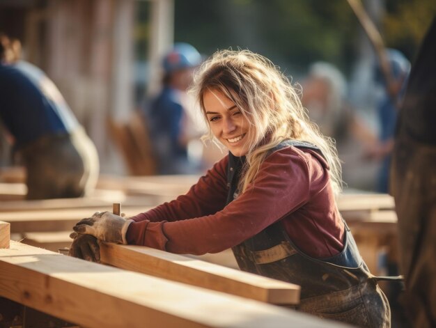 photo shot of a natural woman working as a construction worker