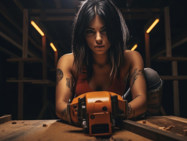 photo shot of a natural woman working as a construction worker