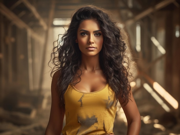 photo shot of a natural woman working as a construction worker