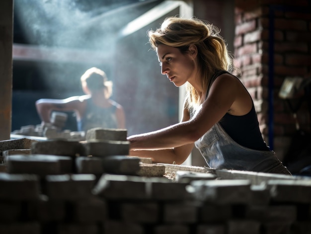 photo shot of a natural woman working as a construction worker