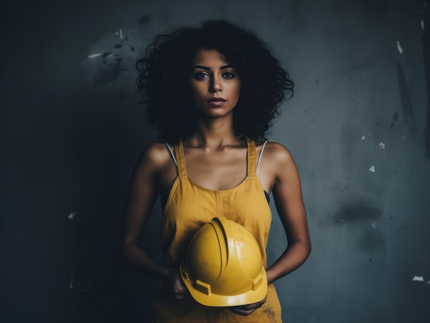 photo shot of a natural woman working as a construction worker